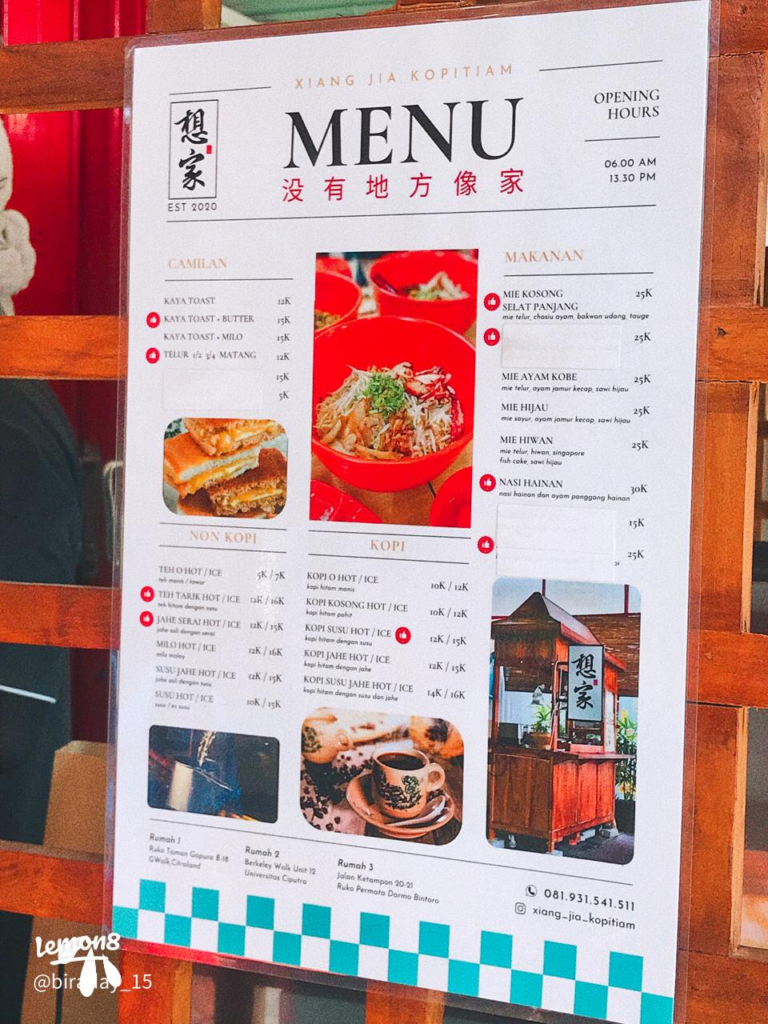 ROI dan BEP Kopitiam Jia Xiang
